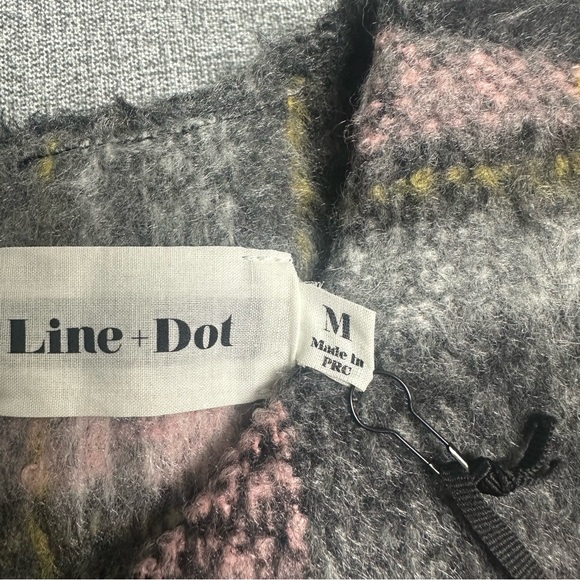 NEW Line & Dot Fuzzy Plaid Crop Top Blouse - Picture 4 of 12